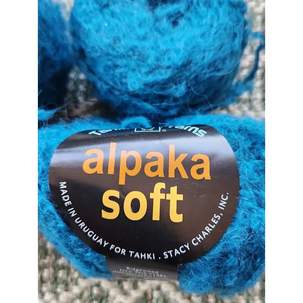 Tahki Alpaka Soft 100% Alpaca Yarn Lot 2 Skeins + 2 Balls Fuzzy Bulky Teal